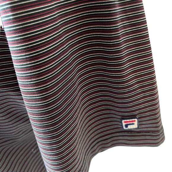 Fila Golf Polo Shirt Mens Large Maroon Black Striped Short Sleeves - Picture 5 of 8